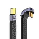 Cablecc 240W タイプC USB-C オス - オス USB4 40Gbps 100W 8K フラット スリム FPC データ 反対 U シェイプ バックアングル ケーブル