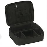 メイクポーチ 化粧ポーチ 大容量 ♪着脱式仕切り板・緩衝スポンジ♪ コスメポーチ バニティポーチ 持ち運び 旅行 可愛い 大きめ 化粧品ポーチ 【撥水加工｜1段・2段が選べる｜4色展開】 (1段, ブラック)