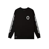 スウェットシャツ メンズ 長袖 ホースシュープリント ロングTシャツ 十字架 クルーネック プルオーバー 薄手 メンズ Tシャツ トップス 柔らかい 快適 カジュアル 男女兼用カットソー (JP, アルファベット, M, ブラック) [並行輸入品]