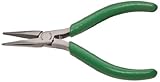 Xcelite LN54GV Thin Long Nose Plier with Green Cushion Grip Handle, Smooth Jaw, 5 Length, 1-3/16 Jaw