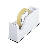 カインズ(CAINZ) テープカッター台 本体 幅210mm 奥行65mm 高さ105mm ホワイト 滑り止め付き ペン立て付き 文房具 テープ 卓上テープカッター