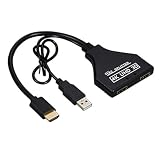Cablecc HDMI互換1.3-HDTVラップトップ1080P用電源付きデュアルメススプリッタースイッチ延長アダプターケーブル