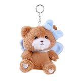 [Qkbuza] ぬいぐるみキーホルダー、ぬいぐるみキーホルダー | ぬいぐるみバックパック用クマのぬいぐるみペンダント,かわいいクリエイティブ面白いクマのぬいぐるみキーホルダーキーリングバッグペンダント動物キーチェーン男の子女の子女性用