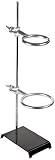 American Educational Stamped Steel Support Ring Stand with 2 Rings, 6' Length x 4' Width Base Size [