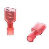 AIRIC 100pcs Red 22-16 Gauge Nylon Fully Insulated Female Quick Disconnect Wire Spade Crimp Terminal