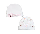 Premature Baby Girls Supersoft 100% Cotton Hats - White & Pink Playtime Teddy Bear by Baby Best Buys