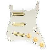 Musiclily Pro-SE ST-DPHC SSSストラト配線済みピックガード セラミックシングルサイズハムバッカー Stratエレキギター用 3Pエイジドホワイト