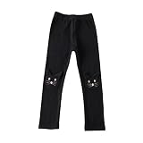 Deylaying 赤ちゃん 女の子 Cat Patch レギンス 冬 子供 厚い プラスベルベット Children 暖かい 弾性ウエスト ズボン Cozy Slim ストレートパンツ
