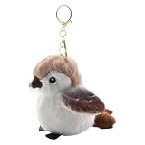 スズメのぬいぐるみ、ぬいぐるみキーホルダー - 装飾的なリアルなスズメのペンダント - 柔らかい動物のぬいぐるみ、バックパック、財布、メッセンジャーバッグ用のかわいいバッグチャーム