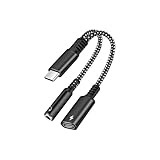 2in1 タイプC イヤホン 変換アダプター PD 30W 急速充電 イヤホンジャック 二股ケーブル Type-C to 3.5mm 4極 3極 DAC搭載 Hi-Fi音質 音楽再生 音声通話 音量調節 Type-C ポート充電アダプタ 強化ナイロン編み 2in1 USB-C 3.5mm イヤホン変換ケーブル (ブラック)