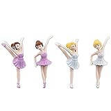踊るバレリーナの女の子の置物 ミニチュアバレリーナガールフィギュアコレクション プレイセット ドールトイ バレリーナガール ケーキトッパー バレリーナガール 植木鉢 クラフト ドールハウス デコレーション ケーキデコレーション 4個