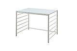 デザインデスク　ラダーデスク　パソコンデスク (幅90 ガラス天板ホワイト色)