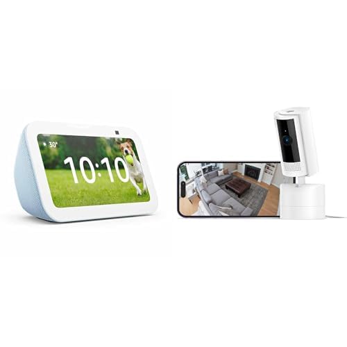 【セット買い】 Echo Show 5 (エコーショー5) クラウドブルー + Ring 首振り機能付きインドアカム - ホワイト