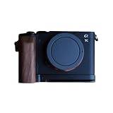 [恵＼イーサン] SONY A7C α7C 専用 ハンドグリップメタル 檀木材 ハンドメイド ボディケース 用のハンドグリップです 高級手作り木質 互換 電池交換便利 底面開閉 (赤茶色)
