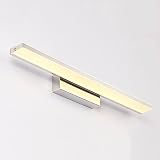 LEDミラーライト、洗面所トイレ浴室、ステンレススチールベース、防水、防曇、シルバー12W52cm（20.5 "）