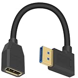 Poyiccot DP1.4延長ケーブル、 90 度 L字 L型 DisplayPort-DisplayPort延長ケーブル、短いDP-DP 8K延長ケーブル、右向きDisplayPortオス-メス延長ケーブル、 サポート8K @ 60Hz、4K @ 144Hz，15cm