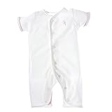 little pharo 100% Extra-Long Staple Egyptian Cotton Short-Sleeved Romper (ivory with pink piping, si