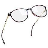 [Joopin] ブルーライトカット眼鏡 度なし 紫外線カット TR90 丸型 伊達メガネ pcメガネ 男女兼用（ピンクのヒョウ柄）