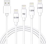 iPhone 充電ケーブル 純正【0.5M+1M+1.8M+2.8M】 4本セット lightning ケーブル 急速充電 iphoneケーブル アイホン充電ケーブル iphone 充電コー ド 断線防止 超高耐久 急速データ転送 iPhone 14/14Plus/13/13 Pro/12/11/X/8/8plus iPad 各種対応