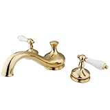 Kingston Brass KS3332PL Heritage Roman Tub Filler with Porcelain Lever Handle, Polished Brass [並行輸入品