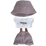 ぬいぐるみ 服 3点セット 10cm 15cm 17cm のぬいぐるみに最適なサイズ設計、バケットハット・Tシャツ・オーバーオール (グレー) [並行輸入品]