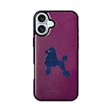 COGURE スマホケース iPhone16Plus用 ケース 本革 イタリアンサドルレザー 犬 犬柄 dog プードル 耐衝撃 シンプル かわいい おしゃれ ギフトボックス付き COTPoo 犬柄A パープル