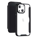 YUYIB スマホケース 対応 iPhone 14 ケース 6.1" 手帳型 背面 クリア 透明 高級なPUレザー+PCパネル+TPUバンパー マグネットが内蔵 衝撃吸収 軽量薄型 ブランド 対応 アイフォン14 手帳型 ケース (ブラック)