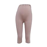 マタニティ専用　夏用のシルクタッチ5分丈/7分丈美脚レギンス/FREE　XL　大きいサイズ (5分丈/XL, ココア)
