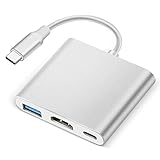 Tsemy USB C - HDTVアダプター USB C Type C マルチポートアダプター 3イン1ハブ Thunderbolt 3コンバーター HDTV 4K+USB 3.0+USB-C高速充電ポートへ MacBook/MacBook Pro/air/Chromebookに対応