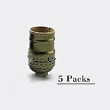 FSLiving アンティークブラスライトソケット産業エジソンランプホルダー金属シェルE26/ E27ベースUL承認（スイッチなし）(DT002-G)（5 Packs)