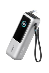 Anker Power Bank (25000mAh, 内蔵・巻取り式USB-Cケーブル) PD 165W出力 PSE技術基準適合 (シルバー)