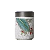 茶筒 お茶缶 茶入れ お茶用 手作り 抹茶 茶道 茶具 陶器 （芭蕉の葉）
