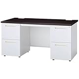 ODS-147-2L2R DB オフィスデスク 両袖机 W1400mm 2段左/2段右 天板：ダークブラウン