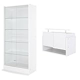 【福袋】【地球家具】フィギュアラック「ワイド」新シリーズセット 幅83cm 奥行39cm 【正規品】[鍵付きコレクションケース] [耐震]（引き戸 ハイタイプ本体+上置きロータイプ） ホワイト