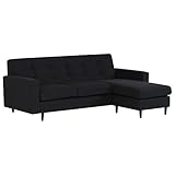 arne ソファー 3人掛け 肘付き 布張り ファブリック ローソファ コーナー リビング Bacchus L字 ブラック