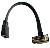 Haokiang DVI-HDMIフラットケーブル 1フィート 金メッキ DVI 24+1 オス-HDMIメス 90度アングル変換アダプターケーブル