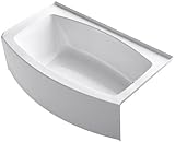 KOHLER 1118-RAW-0 Expanse 60-Inch x 30-Inch Curved Alcove Bath with Bask Heated Surface and Right-Ha
