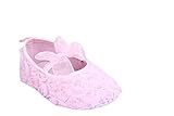 JTC Baby Girls Pure Lace Flower Crib Slip-on Princess Shoes for Prewalkers (Length:approx 4.5'') by 