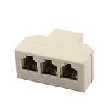 uxcell 3ウェイ電話スプリッター プラスチック RJ11 1 ～ 3メス電話ジャック アダプター コネクタ 固定電話および FAX 用 1個 ベージュ