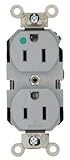 Leviton 8200-T 15-Amp, 125 Volt, Extra Heavy Duty Hospital Grade, Duplex Receptacle, Straight Blade,