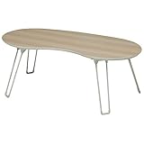 ポワテーブル(ナチュラル) 幅80×奥行40cm 机/ローテーブル/リビングテーブル/木目/鏡面/折りたたみ/高級感/モダン/北欧風/丸型/豆型/完成品/NK-845