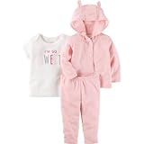 Carter's(カーターズ) 3ピースヘザーリトルジャケットセット ピンク 上下セット 9ヶ月【並行輸入】