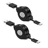 巻き取り式 充電ケーブル 急速充電 USB-A To USB-C ケーブル iPoto QC3.0対応 2.4A タイプC ケーブル iPhone 15 Pro Max/Galaxy iPad Pro/Air MacBook Pro/Air 各種対応 (1m・ブラック 2個セット)