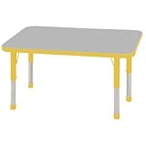ECR4Kids 24" x 36" Rectangular Activity Table, Toddler Legs w/ Swivel Glides (Gray Top/Black Edge) [