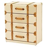 トランク型チェスト/リビングチェスト 【4段】 合成皮革(合皮) 幅60cm MCH-6014IV アイボリー