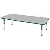 ECR4Kids 24" x 72" Rectangular Activity Table, Chunky Legs (Gray Top/Black Edge) [並行輸入品]