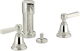 KOHLER K-13142-4A-SN Pinstripe Pure Vertical Spray Bidet Faucet with Lever Handles, Vibrant Polished