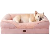 EHEYCIGA 犬 ベッド ペット 犬用ベッド 洗える 防水 猫 ベッド 高反発 M 小型犬 中型犬 クッション 取り外せるカバー 滑り止め （ピンク, 76x51x16.5cm）