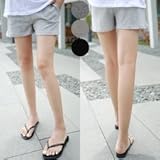 【bttm102934】3色展開 綿100％ ポケット付 産前産後兼用 マタニティ ショートパンツ パンツ (フリー, ブラック)