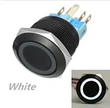Sndy 12v 22mm 6 ピン瞬間的スイッチ Led ライトメタルプッシュボタン瞬間スイッチ - 白